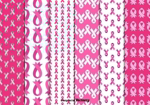 Breast cancer ribbons patterns vector