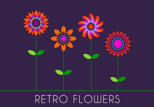 Retro 70s Flowers vector