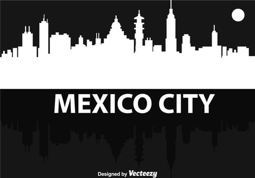 Mexico City Silhouette Night vector