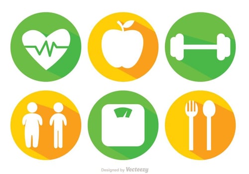 Diet Long Shadow Icons vector