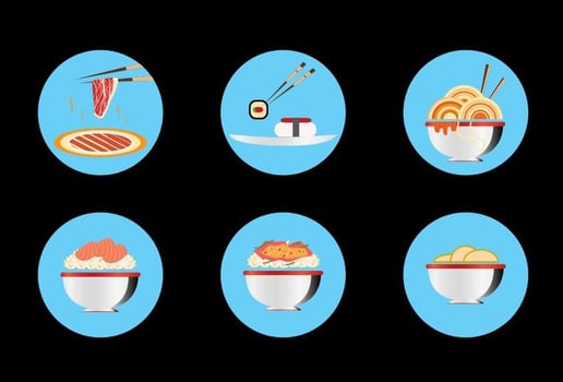 Oriental Food Icon Vectors