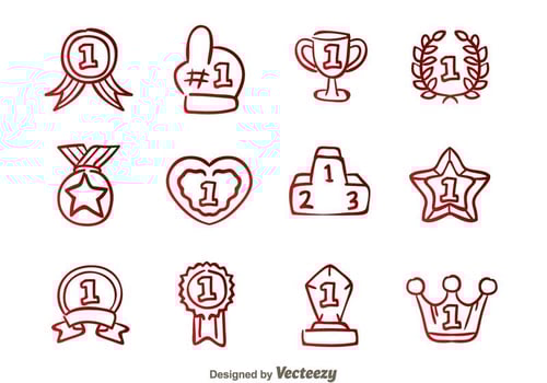 First Place Badge Hand Draw Icons vector