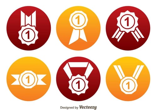 First Place Ribbon Circle Icons vector
