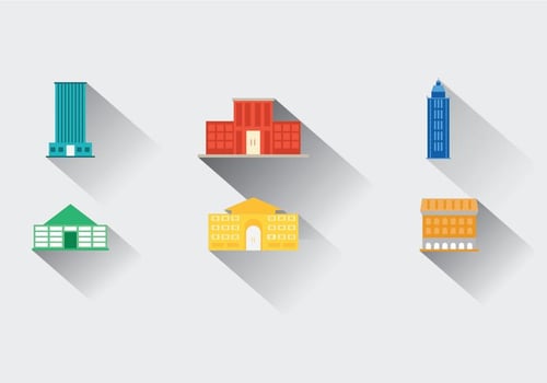 Flat Building With shadow vector
