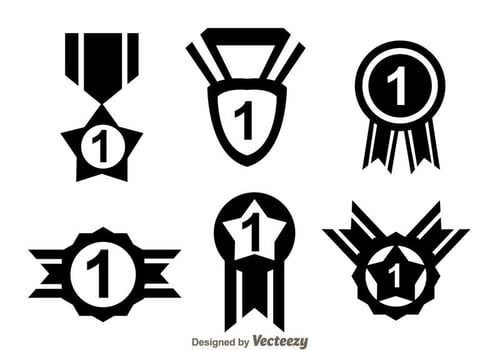 First Place Ribbon Black Icons vector