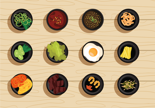 Free Vector Illustration Set of Korean Food