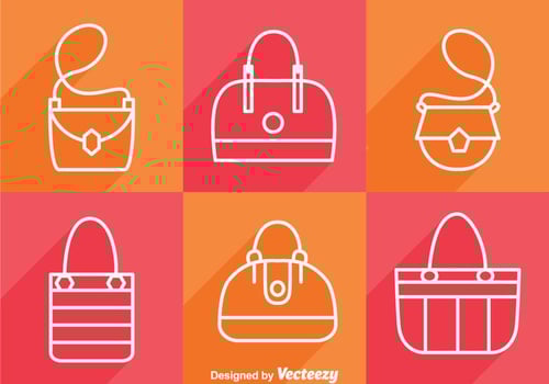 Bag Long Shadow Icons vector