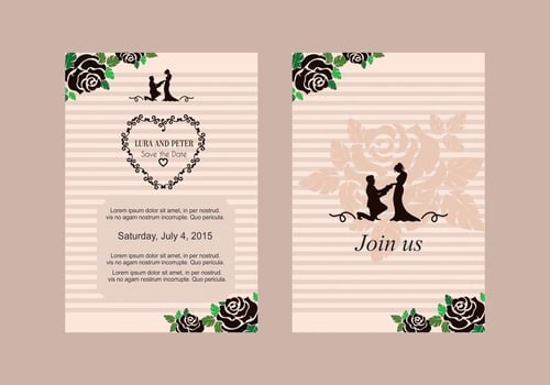 Rose Wedding Invite Vector