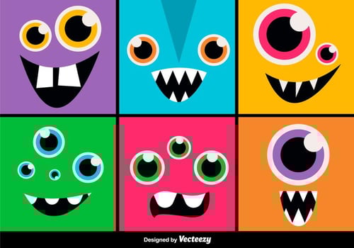 Cartoon monsters expressions vector