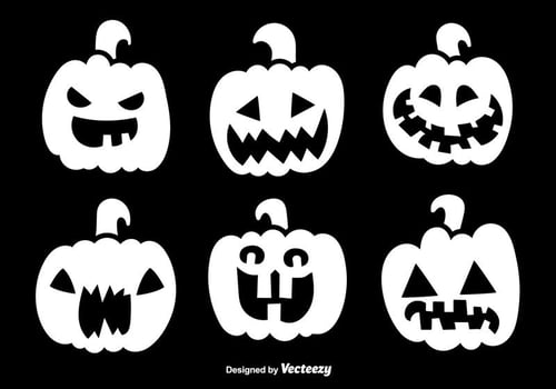 Halloween white pumpkins vector