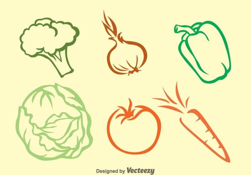 Vegetable Colors Outline Icons vector