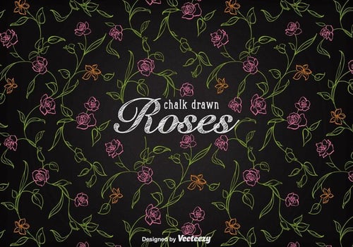 Free Chalk Drawn Roses Background Vector