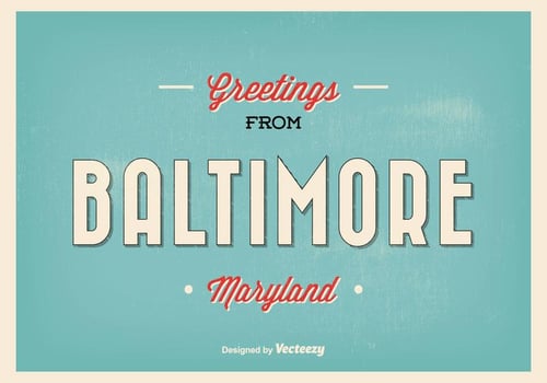 Retro Baltimore Maryland Greeting Illustration vector