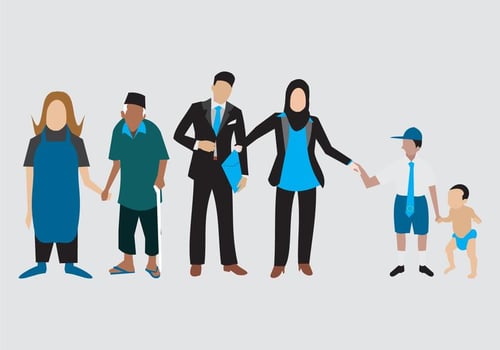 Different Ages of People in a Row  vector