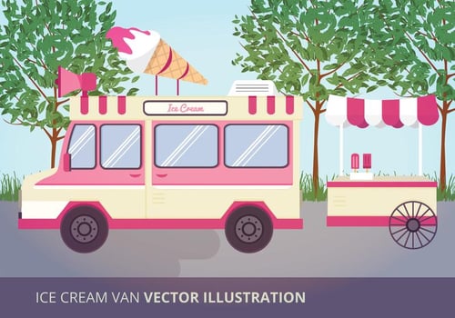 Ice Cream Van Vector Illustration