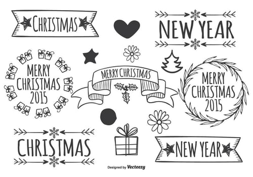 Cute Hand Drawn Christmas Elements vector
