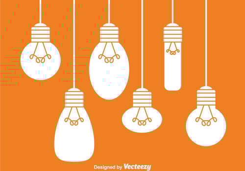 Hanging White Light Bulbs vector