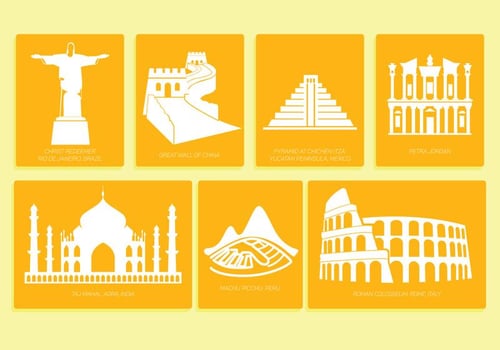 7 wonders of the world vector