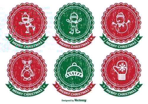 Distressed Christmas Label Set vector
