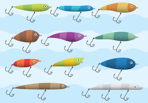 Colorful Fish Hook Vectors