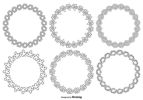 Doodle Flower Frame Set vector