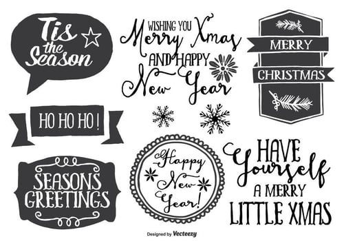 Cute Messy Hand Drawn Style Christmas Label Set vector
