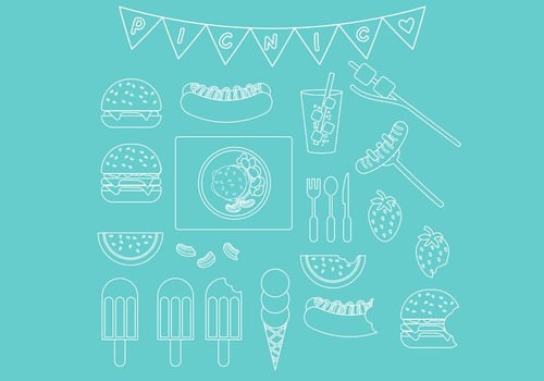Picnic Line Icon Set vector