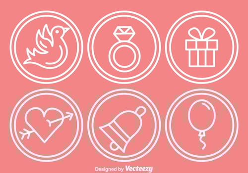 Wedding Outline Circle Icons vector