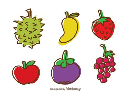 Fruits Hand Draw Icons vector