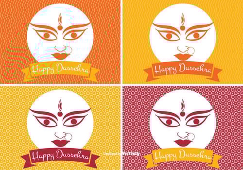 Happy Dussehra Label Set vector