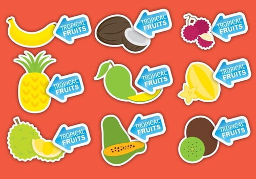 Tropical Fruits Labels vector