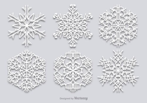 White snowflakes set vector