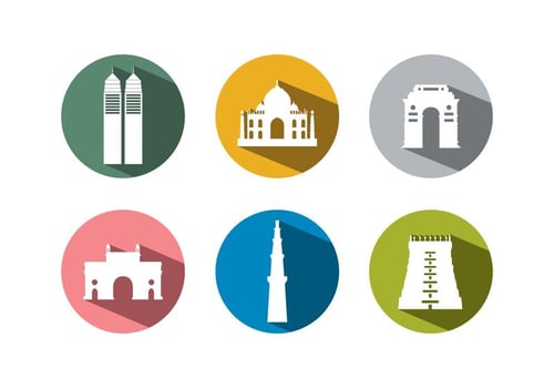 Set of Buildings From India vector