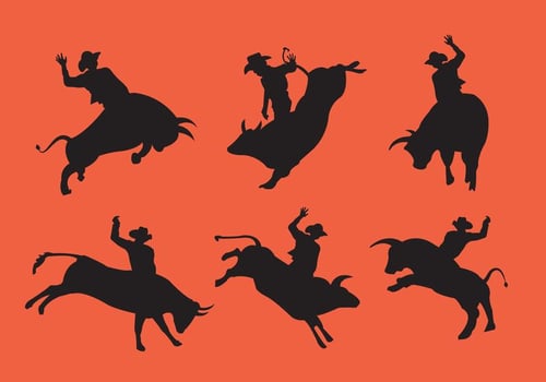 Bull Rider Silhouettes vector