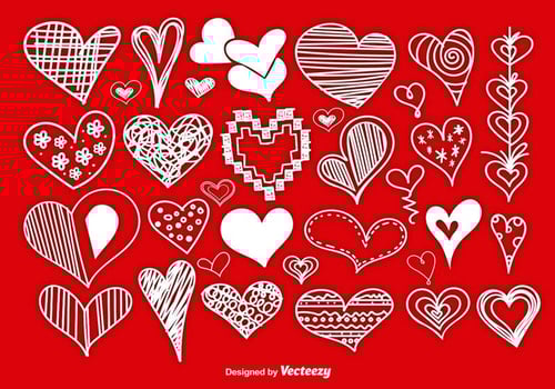 Scrapbook style hand drawn hearts vector
