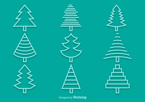 Line pine icons vector