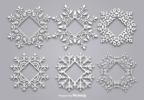 Decorative snowflake-shaped frame for text vector