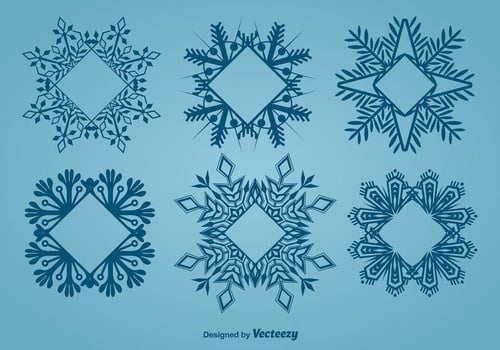 Decorative snowflake-shaped frames vector