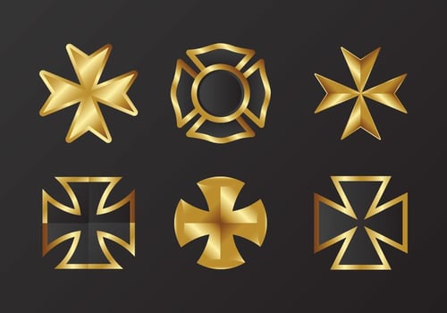 Gold Maltese and Iron Cross Vector Set