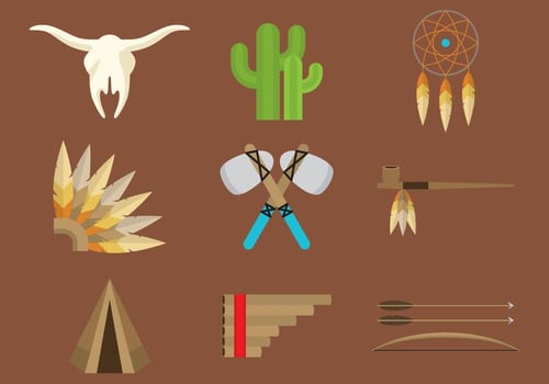 North American Indian Icons vector