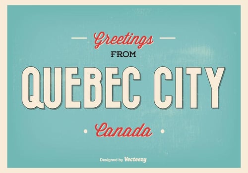 Retro Quebec City Greeting Illustration vector