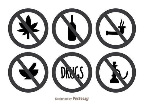 No Drugs Gray Icons vector