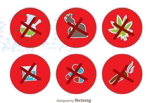 No Drugs Red Circle Icons vector