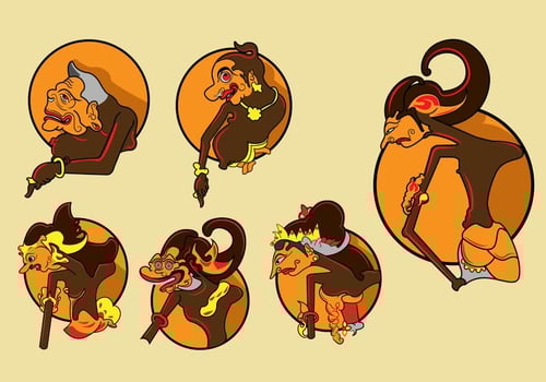 Wayang Icons vector