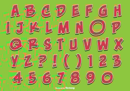 Cute Watermelon Style Alphabet Set vector