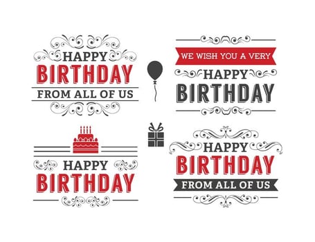 Typographic Birthday Label Set vector