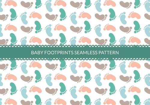 Free Baby Footprints Seamless Vector Pattern