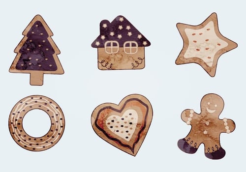 Watercolor Vector Christmas Cookies