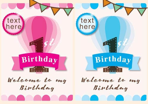 Invitation 1st Birthday Girl and Boy vector