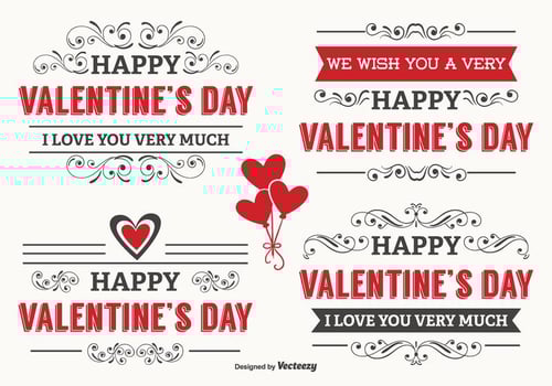 Typographic Valentine's Day Labels vector